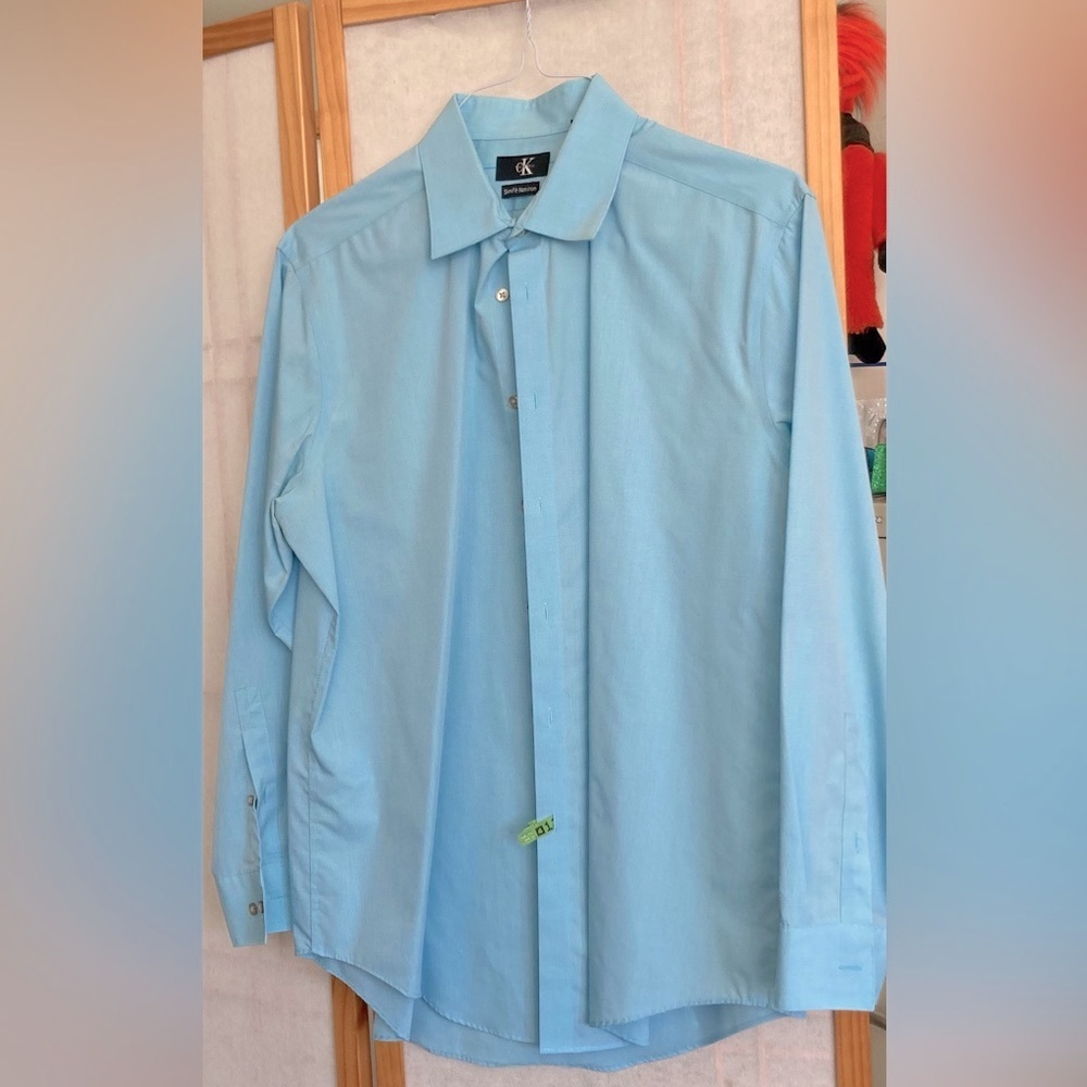 Shirt long-sleeve slim-fit non-iron blue